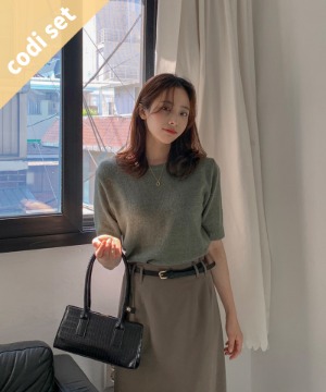 バニーカシミヤウール半袖ニットウール45％+モリーひらきスカート 韓国ファッション通販 ダルトゥ
