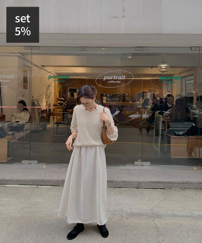 ソフト半袖ニット+フランロングワンピース 韓国ファッション通販 ダルトゥ