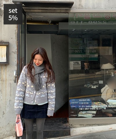 ヴィンテージメアリーカーディガン（ウール40％）+コーデュロイバンディングミニスカート 韓国ファッション通販 ダルトゥ