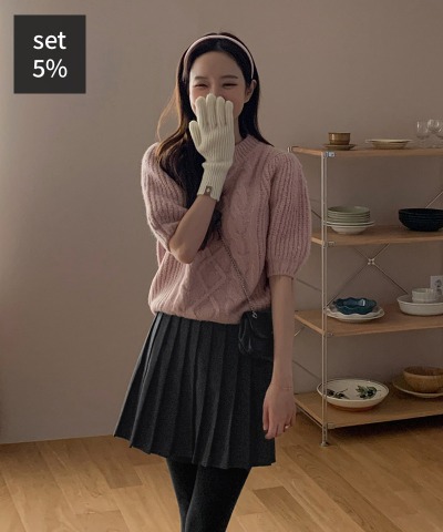 ハーフプレッシャーウールニット+プリーツスカートパンツ 韓国ファッション通販 ダルトゥ