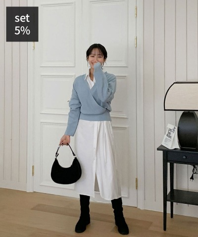 ダイヤルラップニット+アルダーラップワンピース 韓国ファッション通販 ダルトゥ