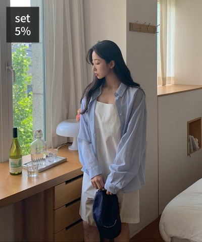 サマームードルーズフィットシャツ+メレンゲビスティエコットンワンピース 韓国ファッション通販 ダルトゥ