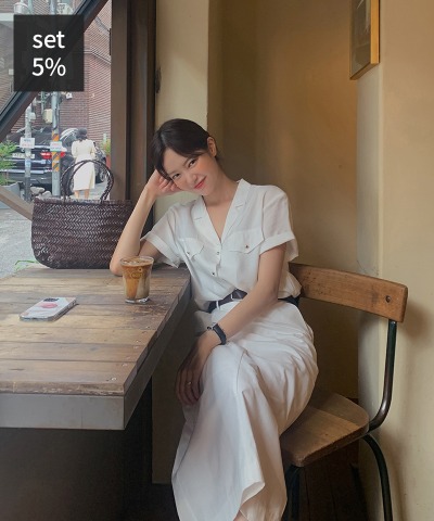 ドーブクラシックカラーシャツ+プレミアムコットンロングスカート 韓国ファッション通販 ダルトゥ