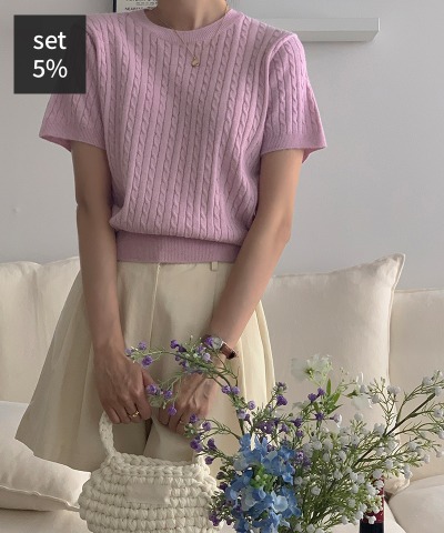 ジャスミンプレッツ半袖ニット+ソフィーバンディングコットンパンツ 韓国ファッション通販 ダルトゥ