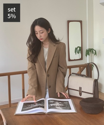 オグネットシングルウールジャケット+メルシーキャッシュウールVネックニット 韓国ファッション通販 ダルトゥ