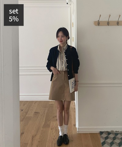 モンマルトルキャッシュゴルジカーディガン（ウール50％）+アバウトタイムストライプシャツ 韓国ファッション通販 ダルトゥ