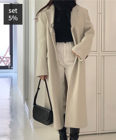 オードリーシングルコート（ウール70％）+ノーベル起毛半袖ティー 韓国ファッション通販 ダルトゥ