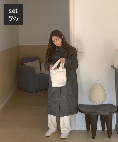 クレープツイルコート（ウール50％）+ピュアブラシウールニット+エンニードコットンパンツ 韓国ファッション通販 ダルトゥ