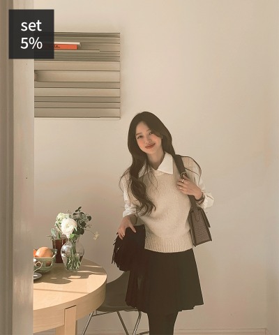 オープナーコットンブラウス+アンカーズアルパカベスト（ウール50％） 韓国ファッション通販 ダルトゥ
